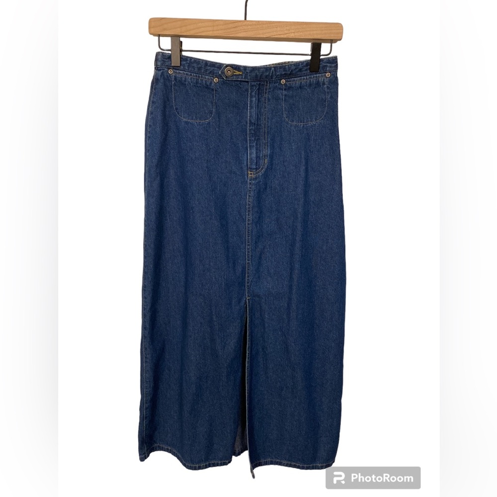 Liz Claiborne Vintage 90's Size 8 Denim Maxi Skirt with Slit in front